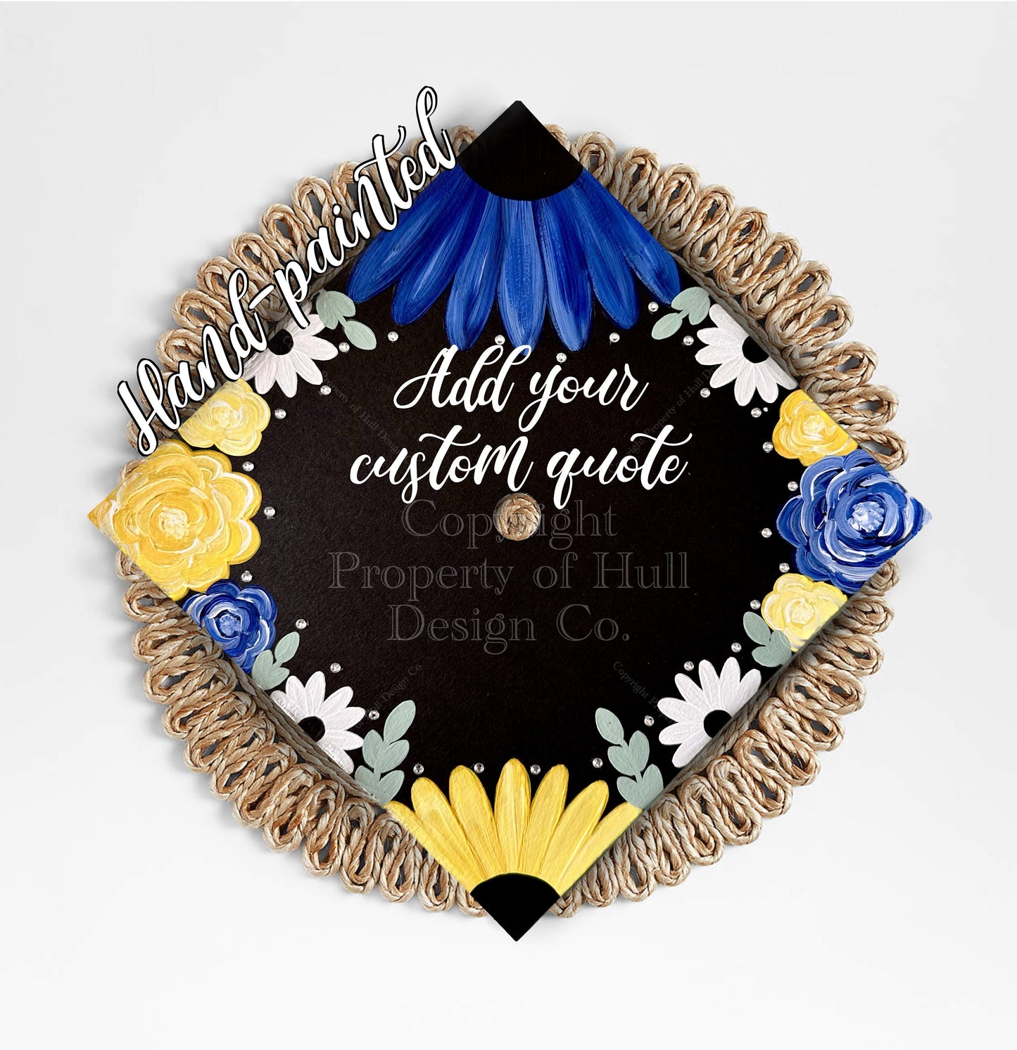 Hand-Painted Graduation Cap Topper with Rhinestones
