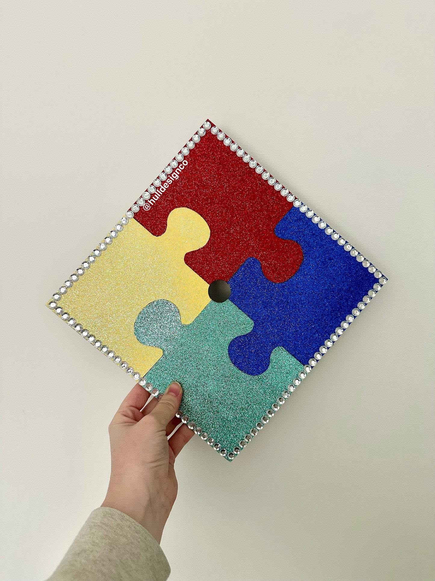 Autism Awareness Glitter Graduation Cap Topper
