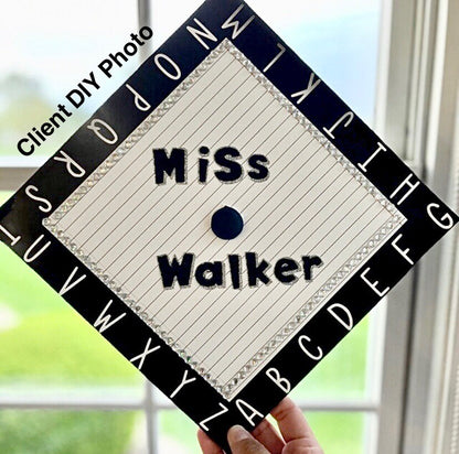 Blank Alphabet Border Graduation Cap Topper