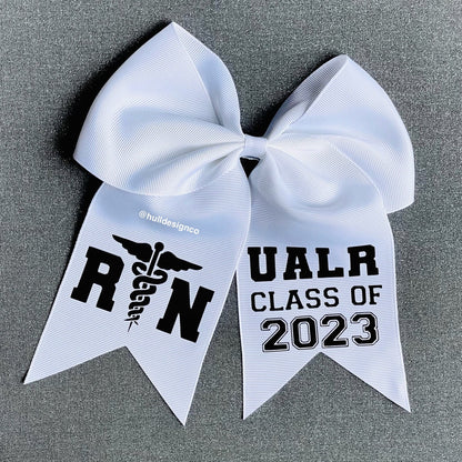 Custom Navy + Gold Graduation Cap Bow