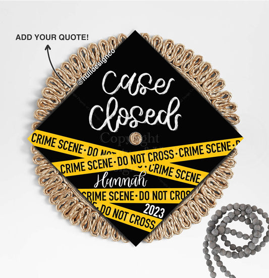 Custom "Case Closed" Graduation Cap Topper, Criminal Justice Graduation Cap, Grad Cap Custom, Custom Grad Cap, Criminology Grad Cap