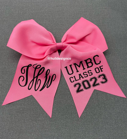 Custom Navy + Gold Graduation Cap Bow