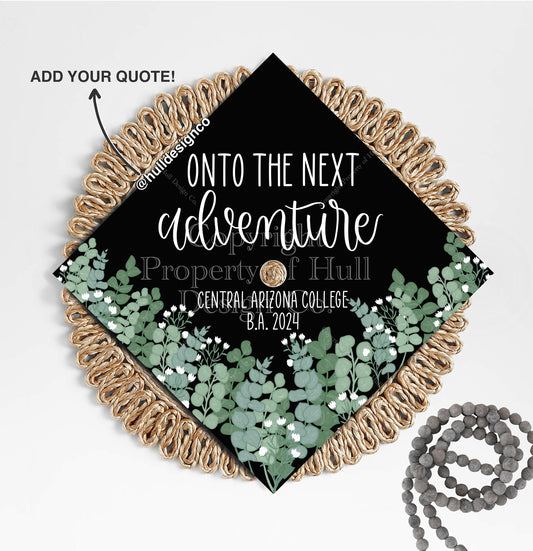 Custom "Eucalyptus Greenery" Graduation Cap Topper, Nursing Graduation Cap, Grad Cap Custom, Custom Grad Cap, Christian Grad Cap Design