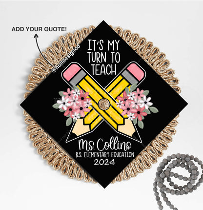 Custom "Pencil Perfect" Graduation Cap Topper Design, Teacher Graduation Cap, Grad Cap Custom, Teacher Cap Topper, Teacher Graduation