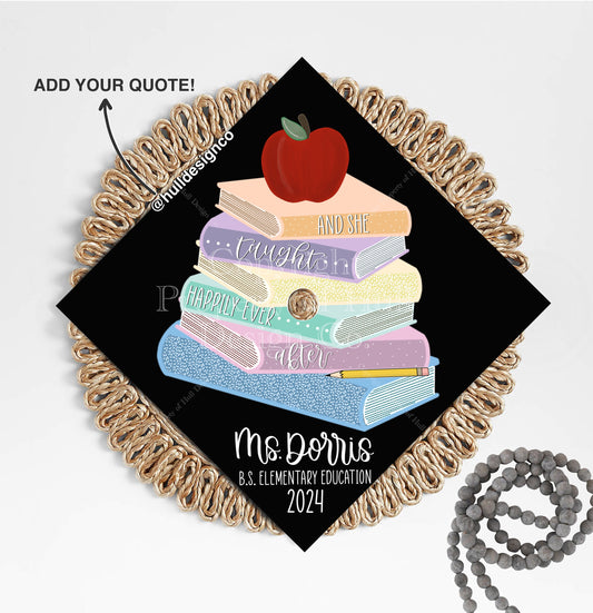 Custom "Bright Books” Graduation Cap Topper, Teacher Graduation Cap, Grad Cap Custom, Custom Grad Cap for Teachers, Teacher Graduation