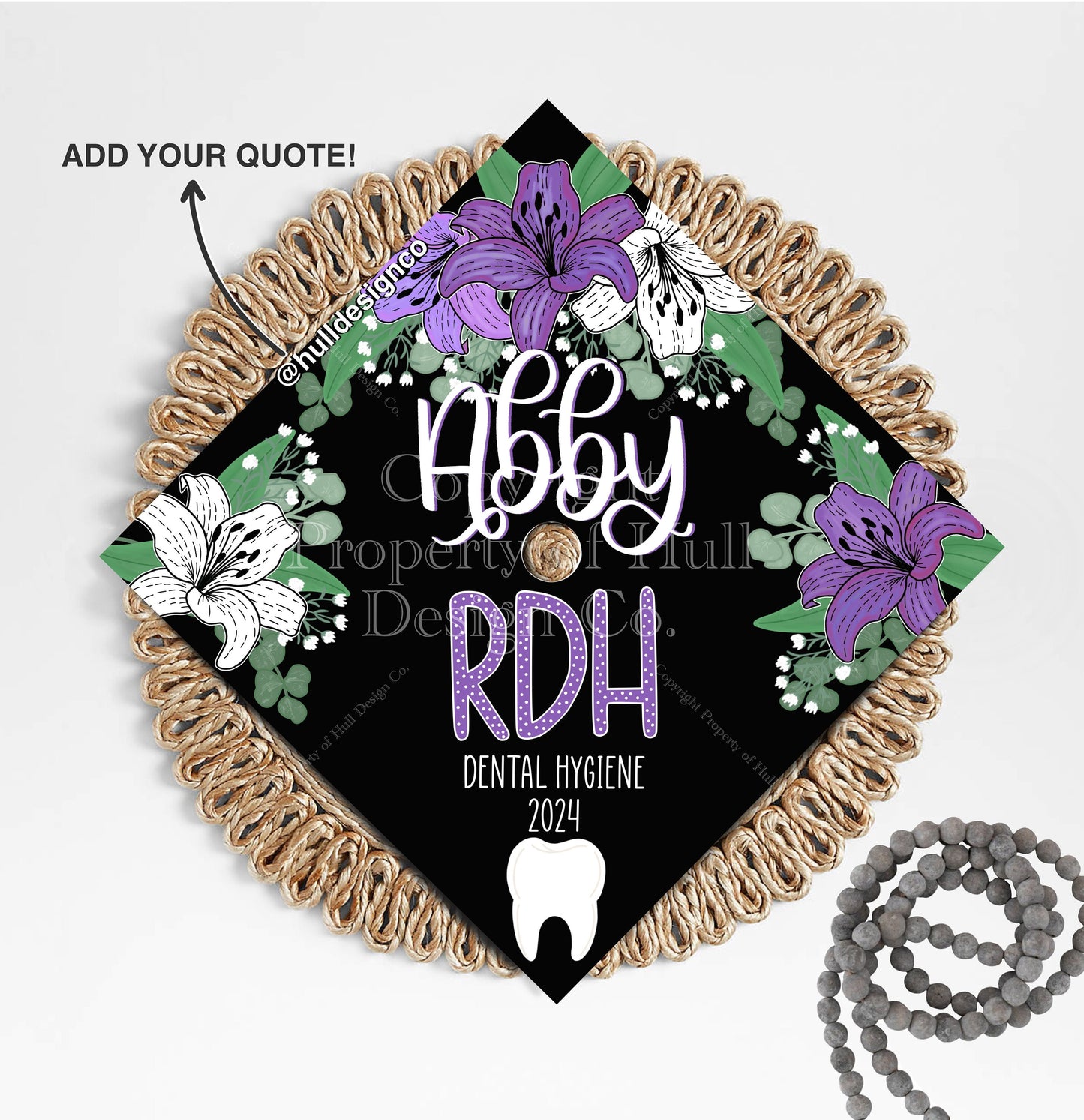 Custom "Dental Hygiene" Graduation Cap Topper, Dental Hygienist Graduation Cap, Dentist Grad Cap Custom, Custom Grad Cap, RDH Gift