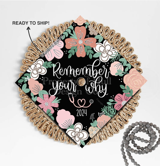 "Summer Bouquet" Healthcare Graduation Cap Topper