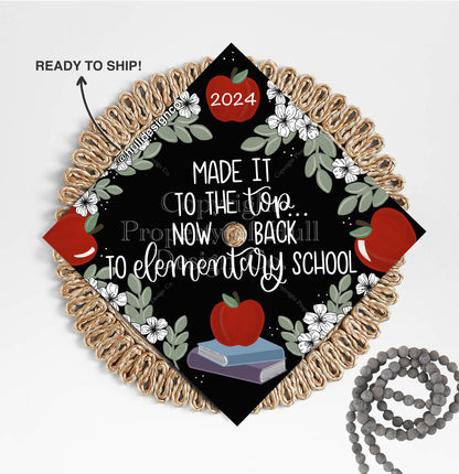 READY TO SHIP Graduation Cap Topper, Grad Cap Cover, Teacher Graduation Cap, Custom Cap Topper, Graduation Gift, Future Teachers Grad Cap