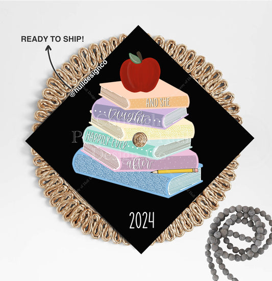 READY TO SHIP Graduation Cap Topper, Grad Cap Cover, Teacher Graduation Cap, Custom Cap Topper, Graduation Gift, Future Teacher Grad Caps