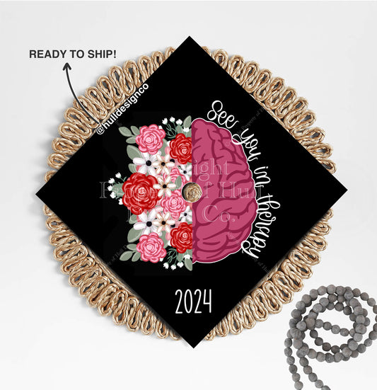 READY TO SHIP Graduation Cap Topper, Grad Cap Cover, Therapist Graduation Cap, Custom Cap Topper, Graduation Gift, Speech Pathologist Grad