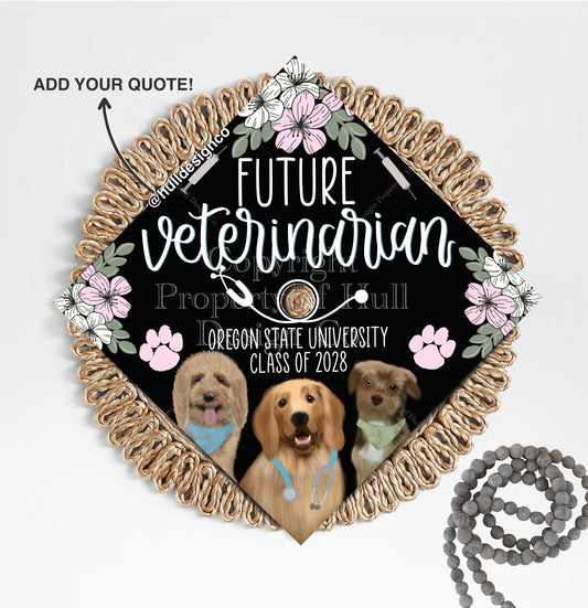 Custom "Future Veterinarian" Graduation Cap Topper, Vet Tech Graduation Cap, Grad Cap Custom, Custom Grad Cap, Vet School Grad Caps