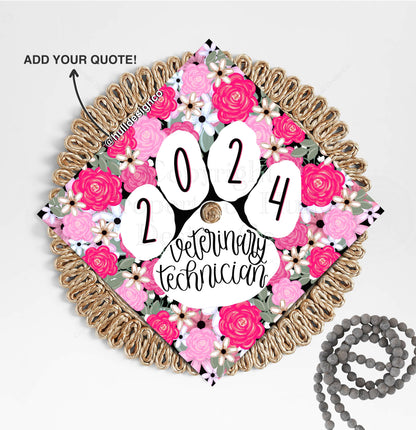 Custom "Veterinary Technician" Graduation Cap Topper