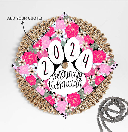 Custom "Veterinary Technician" Graduation Cap Topper