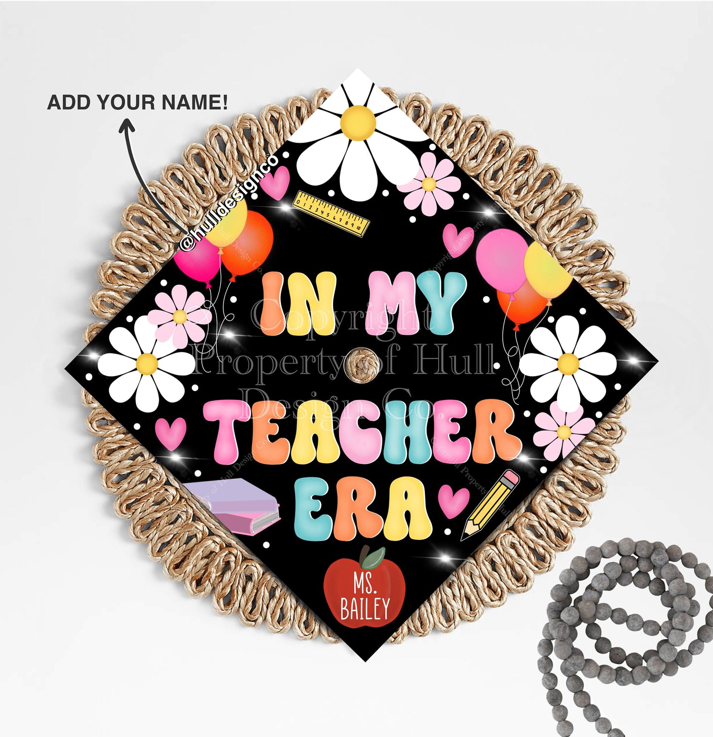 Custom "Groovy Teacher" Graduation Cap Topper, Teacher Graduation Cap, Grad Cap Custom, Custom Grad Cap, Teacher Cap Topper, Early Childhood