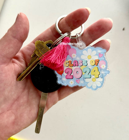 2.25 x 2 in. Class of 2024 Keychain (Tassel Color Varies)