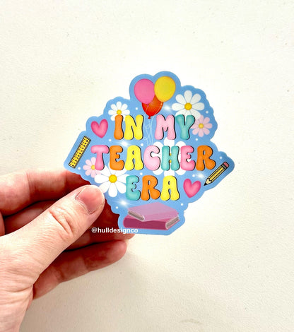 Gift Pack: Teacher Era Sticker, Button, and Keychain (Tassel Color Varies)