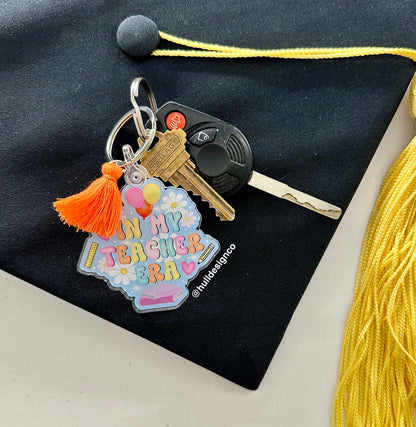 2.25 x 2.1 in. Teacher Era Keychain (Tassel Color Varies)