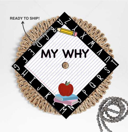 READY TO SHIP Graduation Cap Topper, Grad Cap Cover, Teacher Graduation Cap, Custom Cap Topper, Graduation Gift, Future Teacher Grad Gift