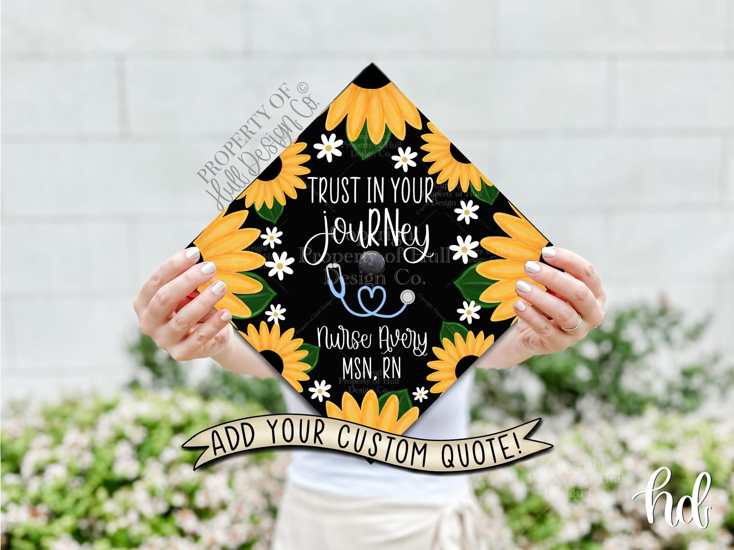 Custom "Sunflower Explosion" Nurse Graduation Cap Topper