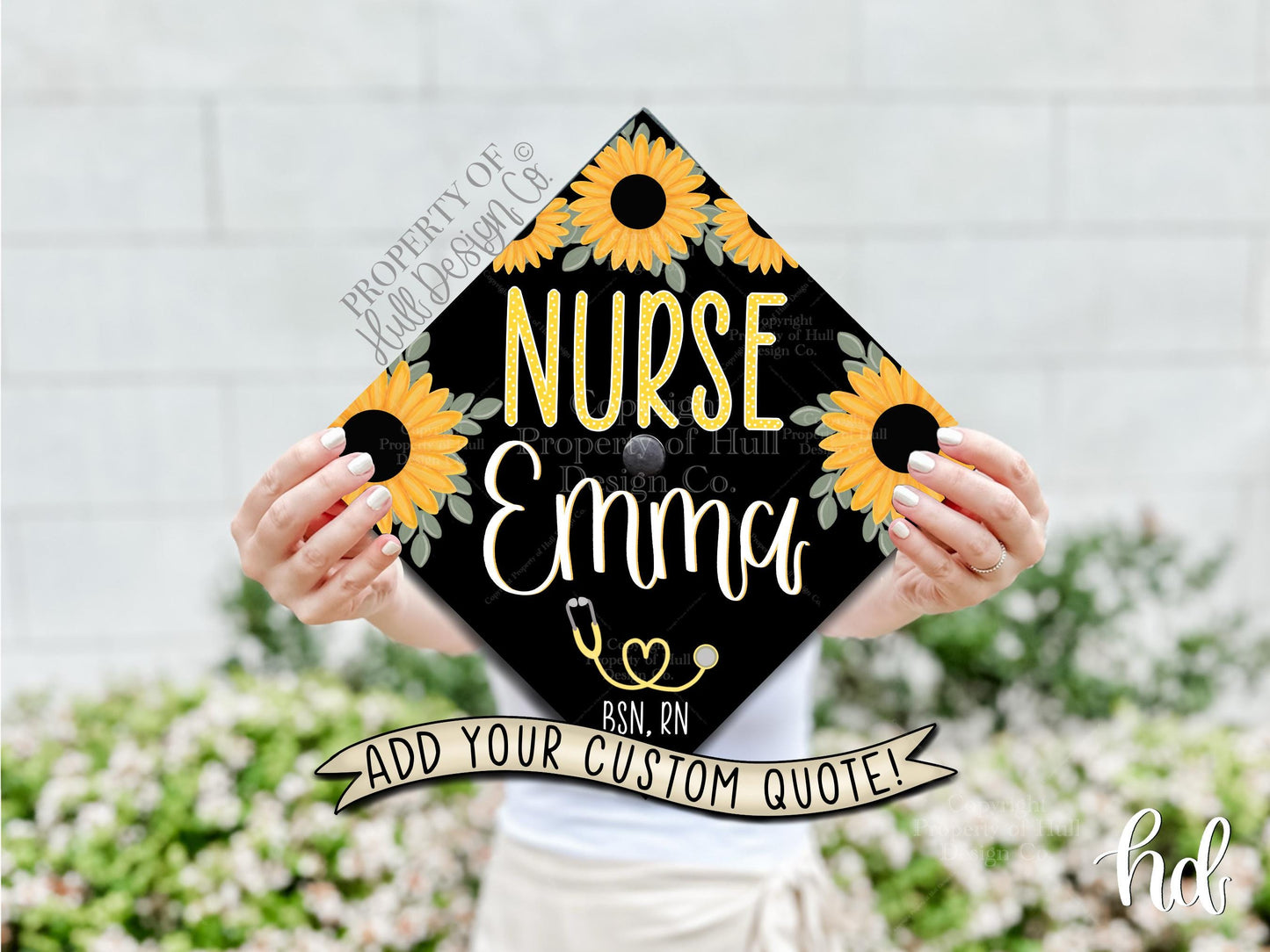 Custom “Sunny Daze" Nurse Graduation Cap Topper