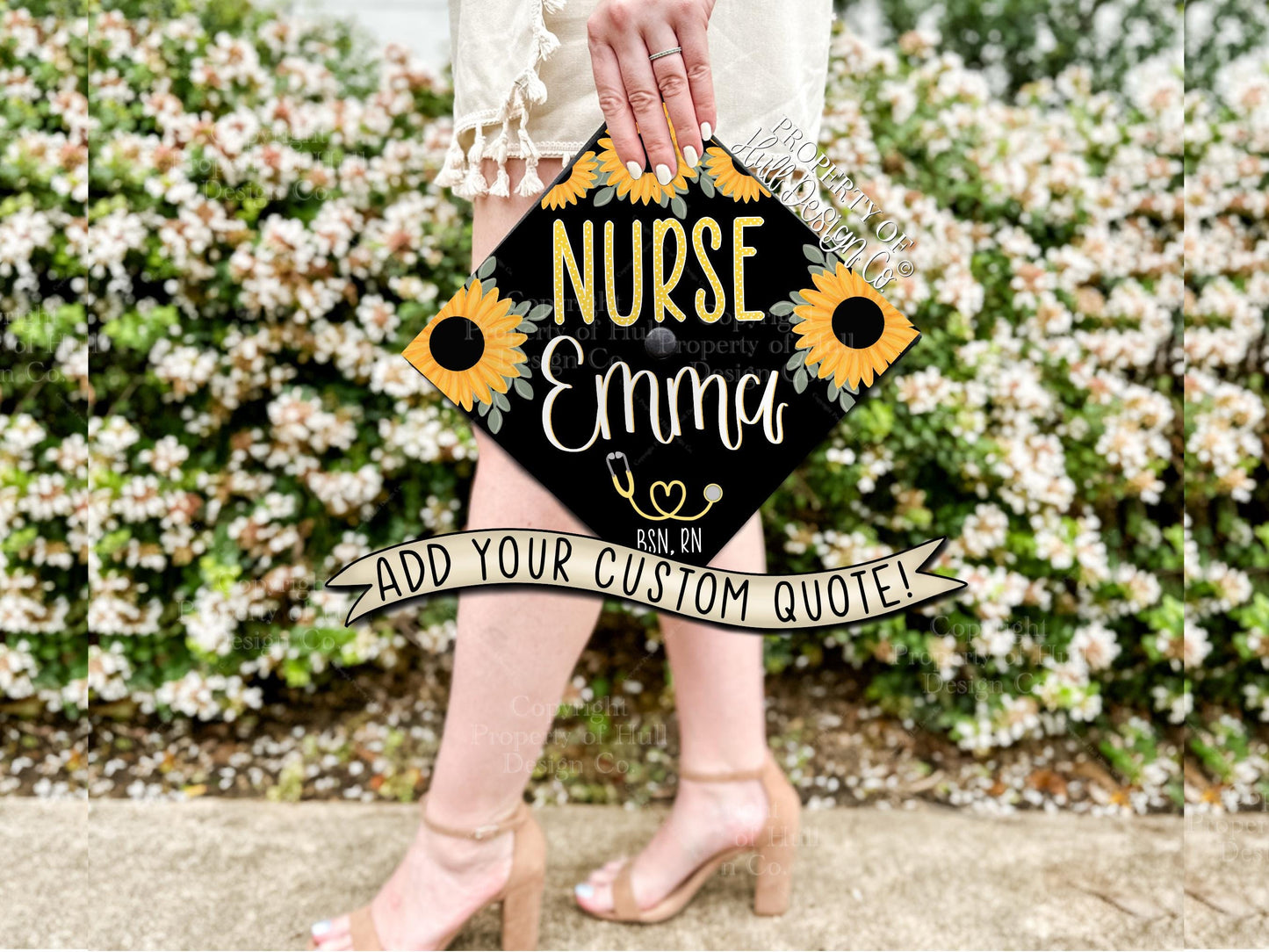 Custom “Sunny Daze" Nurse Graduation Cap Topper
