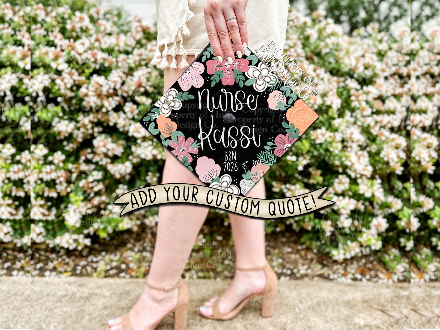 Custom "Summer Bouquet" Nurse Graduation Cap Topper