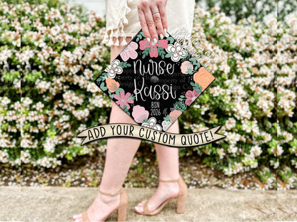 Custom "Summer Bouquet" Nurse Graduation Cap Topper