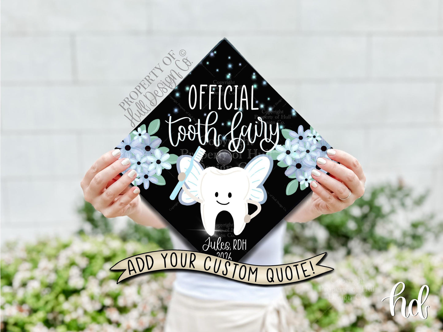 Custom "Official Tooth Fairy" Graduation Cap Topper, Dental Hygiene