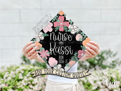 Custom "Summer Bouquet" Nurse Graduation Cap Topper
