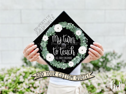 Custom "Eucalyptus Love" Graduation Cap Topper