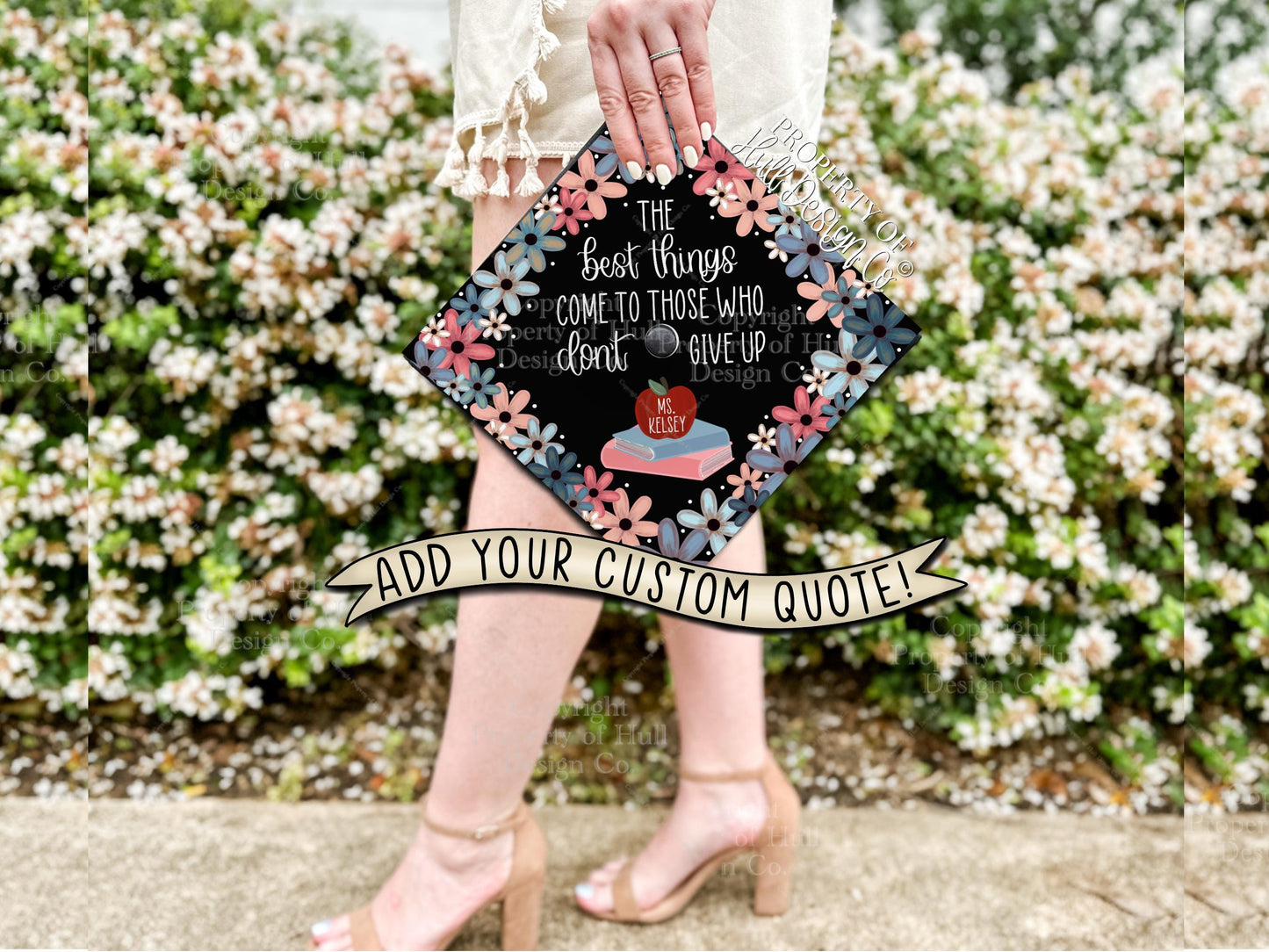 Custom "Delicate Daisies" Teacher Graduation Cap Topper