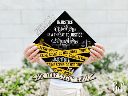 Custom "Criminal Justice" Graduation Cap Topper