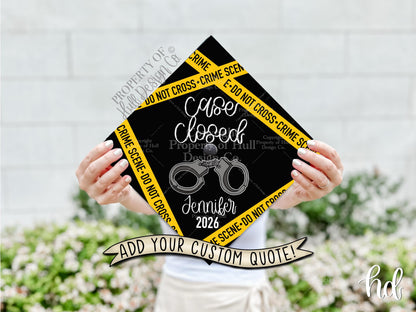 Custom "Case Closed" Criminal Justice Graduation Cap Topper