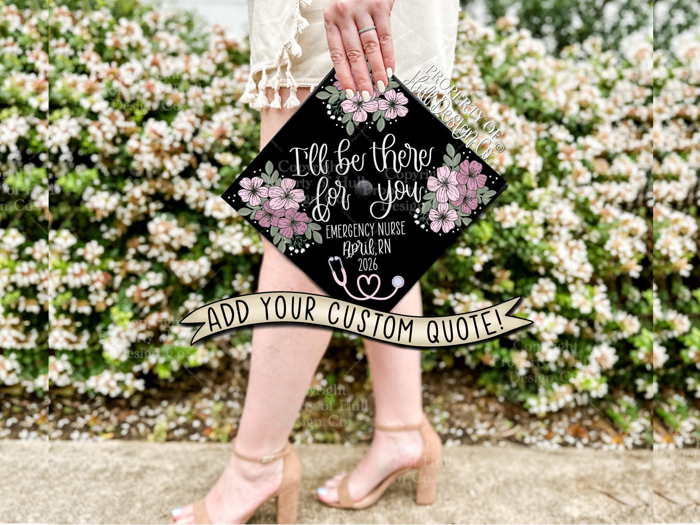 Custom "There for You" Nurse Graduation Cap Topper