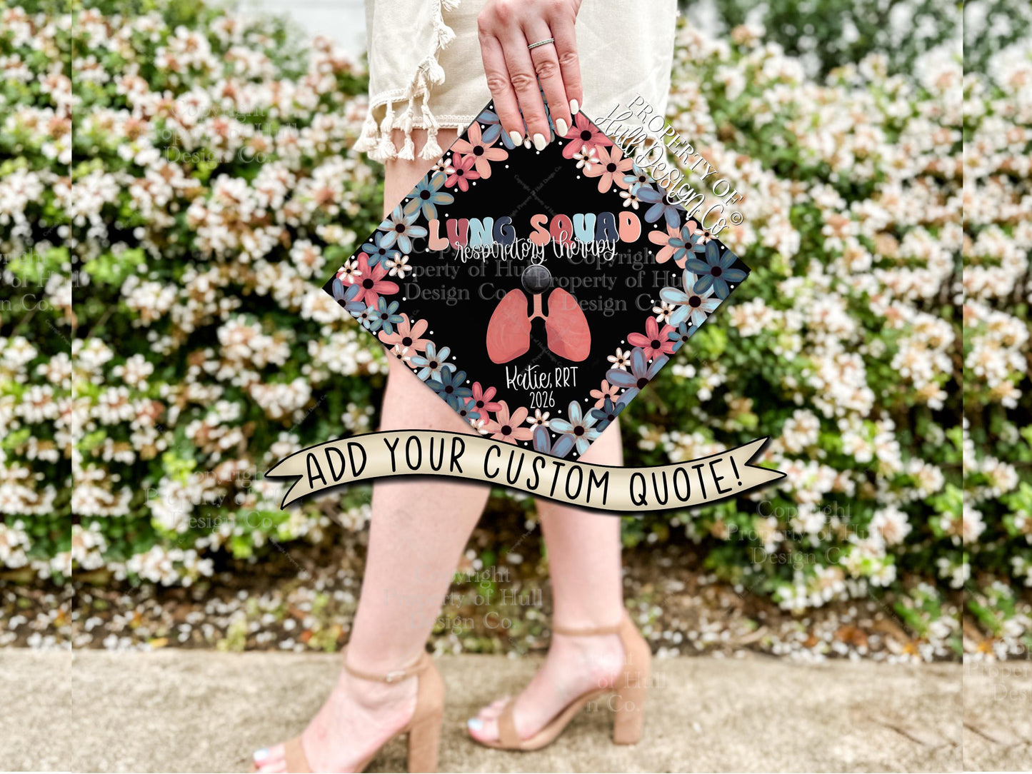 Custom "Lung Squad" Graduation Cap Topper, Respiratory Therapist