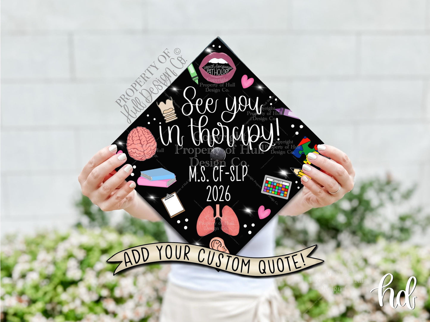 Custom "Speech Language Pathology" Graduation Cap Topper