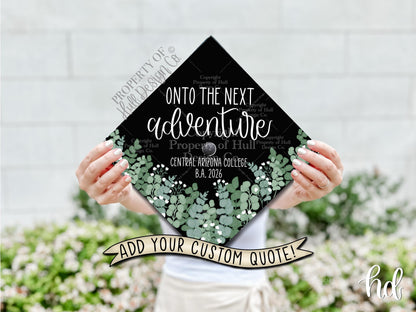 Custom "Eucalyptus Greenery" Graduation Cap Topper