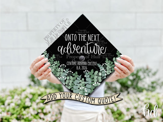 Custom "Eucalyptus Greenery" Graduation Cap Topper