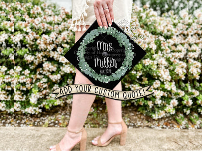 Custom "Eucalyptus Love" Teacher Graduation Cap Topper