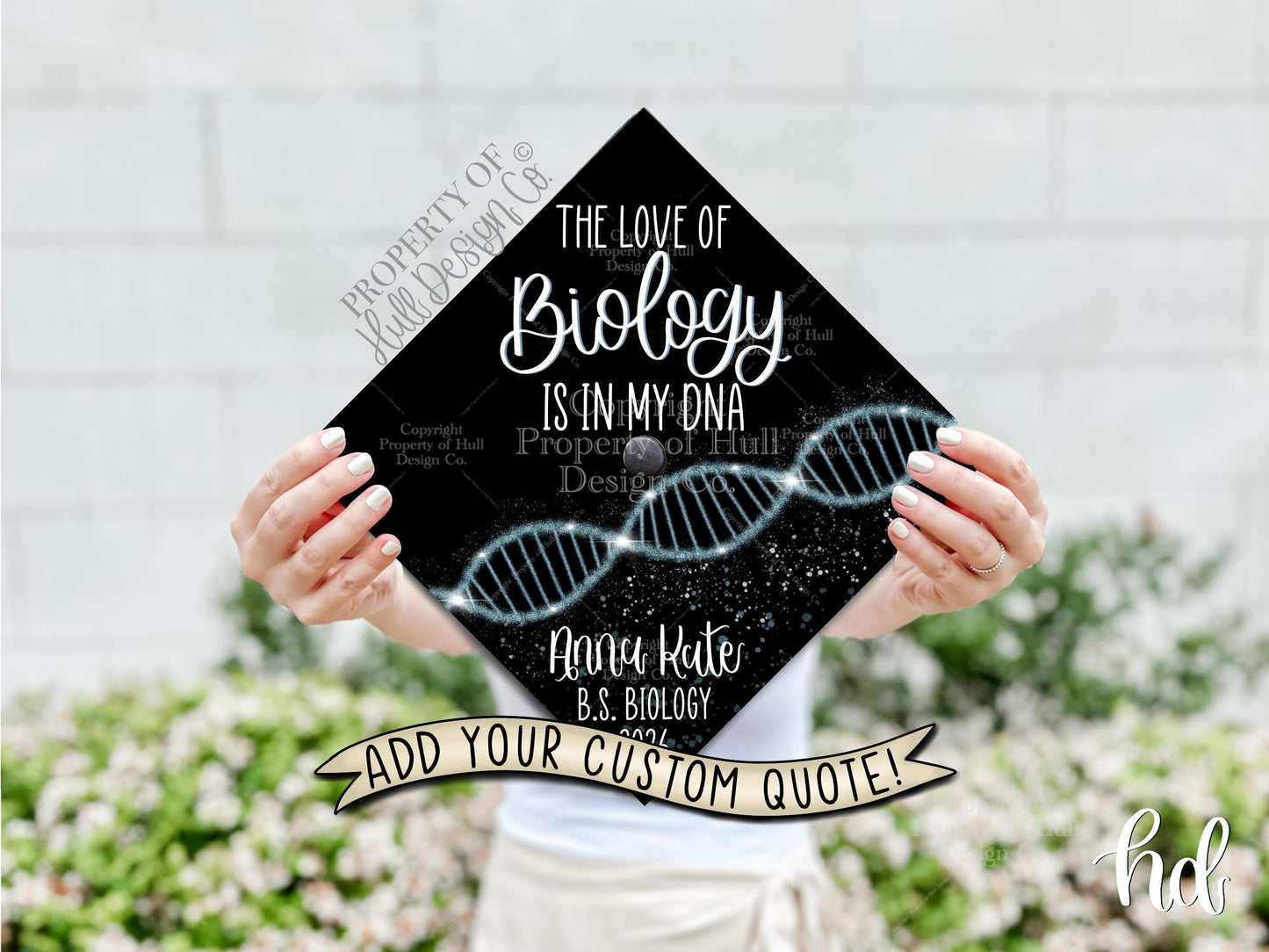 Custom "Determinate DNA" Biology Graduation Cap Topper