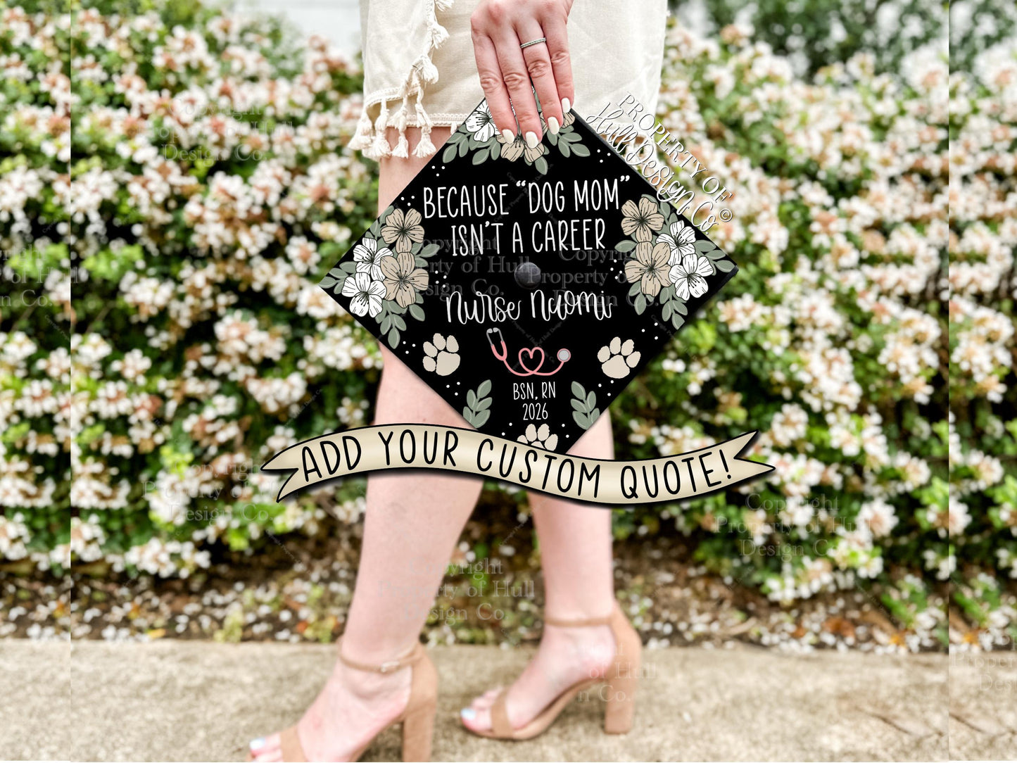 Custom "Paw Print Perfection" Nurse Graduation Cap Topper