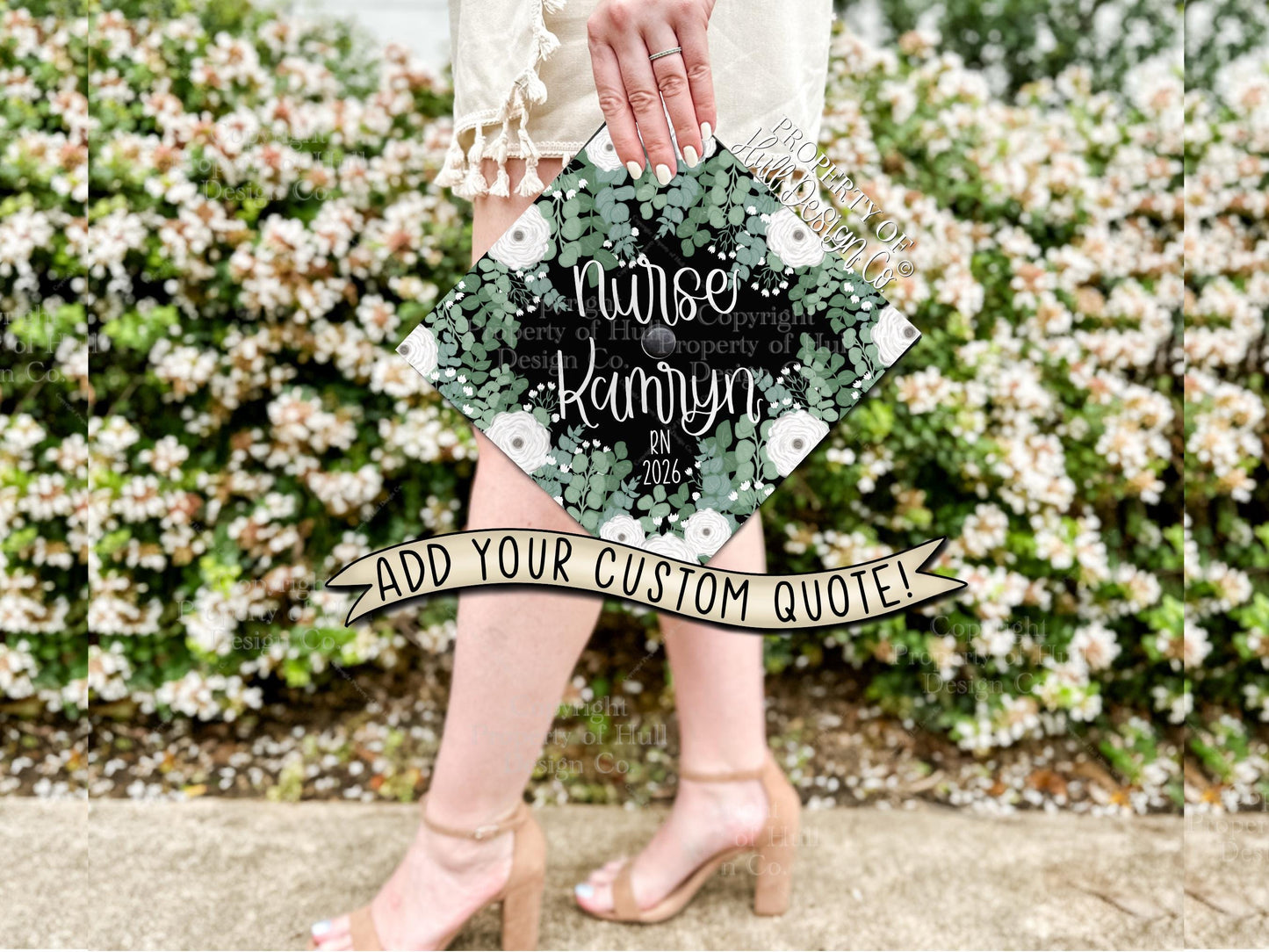 Custom "Eucalyptus Energy" Nurse Graduation Cap Topper