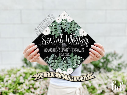 Custom "Be the Light" Graduation Cap Topper, Social Work