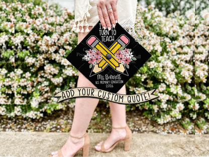 Custom "Pencil Perfect" Teacher Graduation Cap Topper