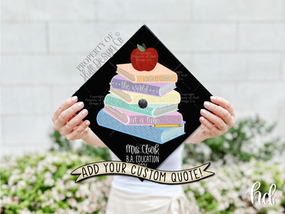 Custom "Bright Books” Teacher Graduation Cap Topper