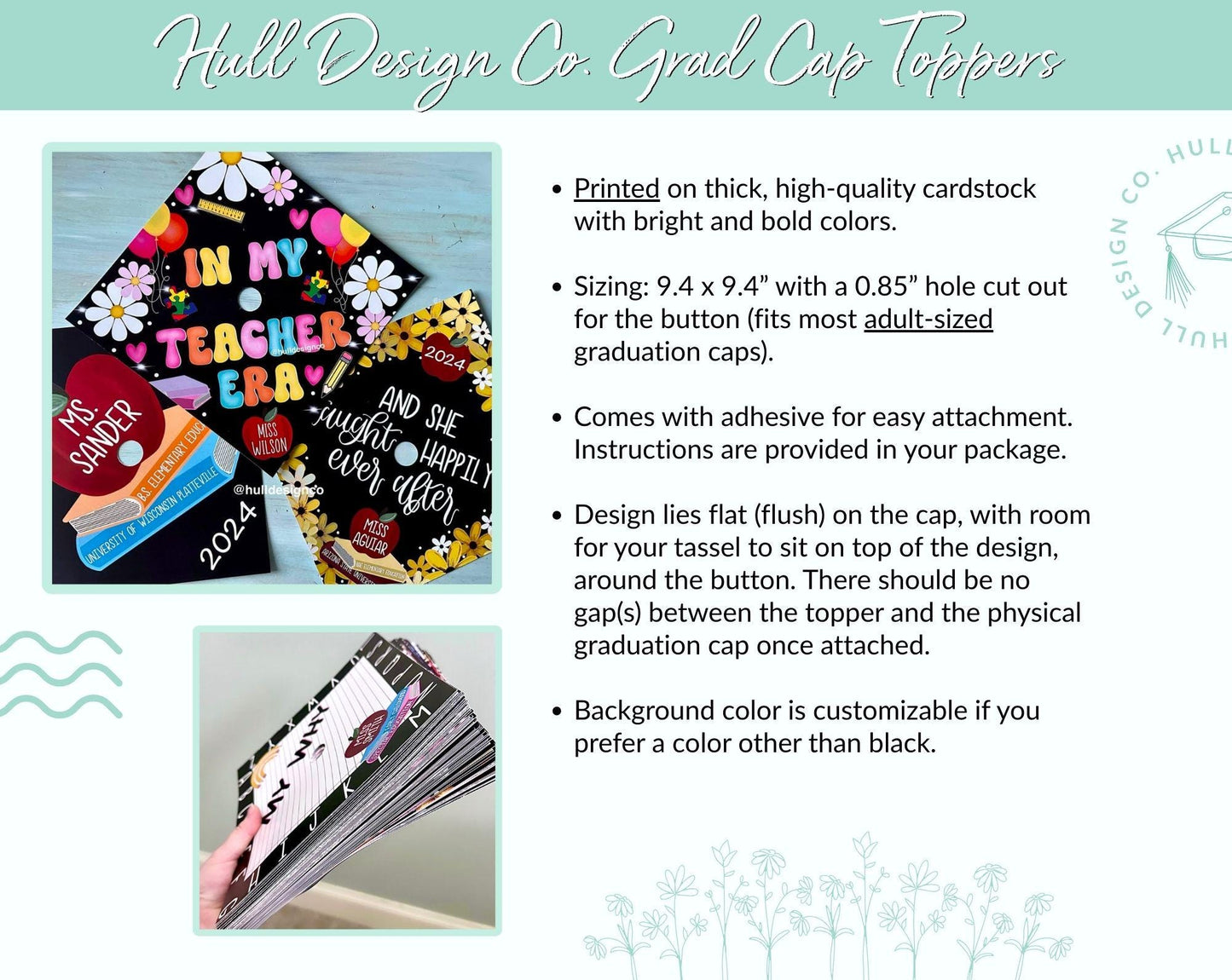 Custom "Delicate Daisies" Nurse Graduation Cap Topper